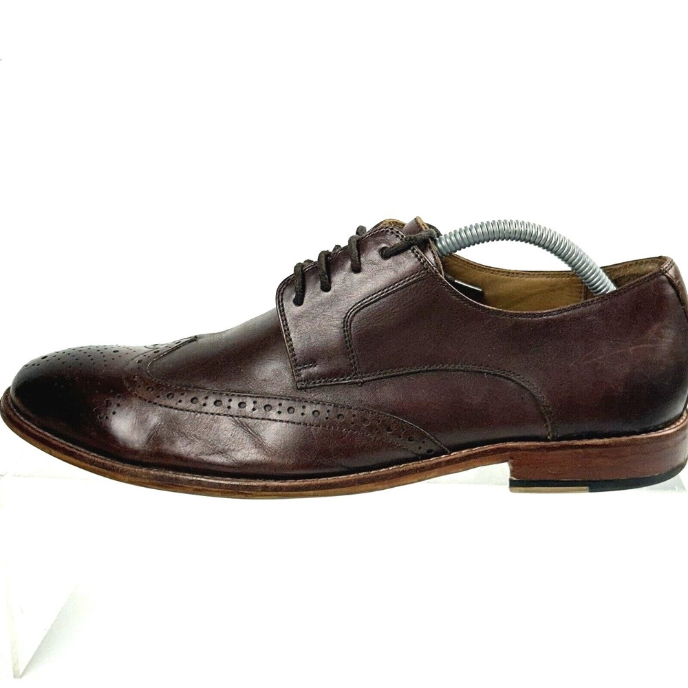 WARFIELD & GRAND Mens Size 10 Wingtip Brogue Oxford Dress Shoes Brown Leather - Picture 2 of 16